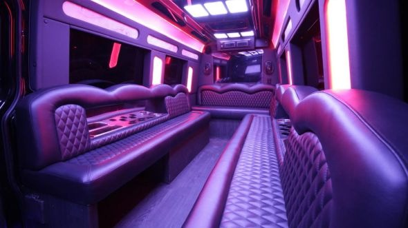 Interior of Charter Bus Company Dubuque's Sprinter Limo in Dubuque